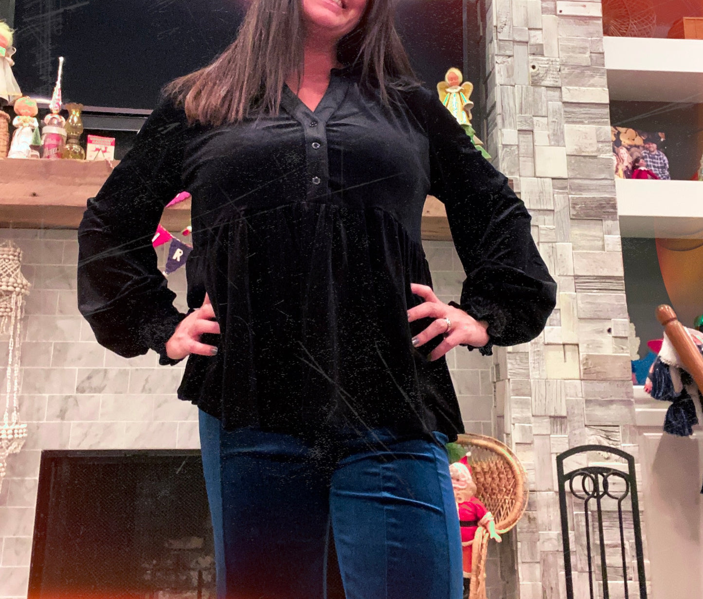 Black Velvet Babydoll