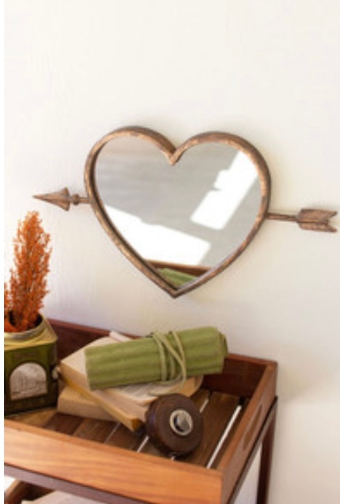 Brass heart mirror