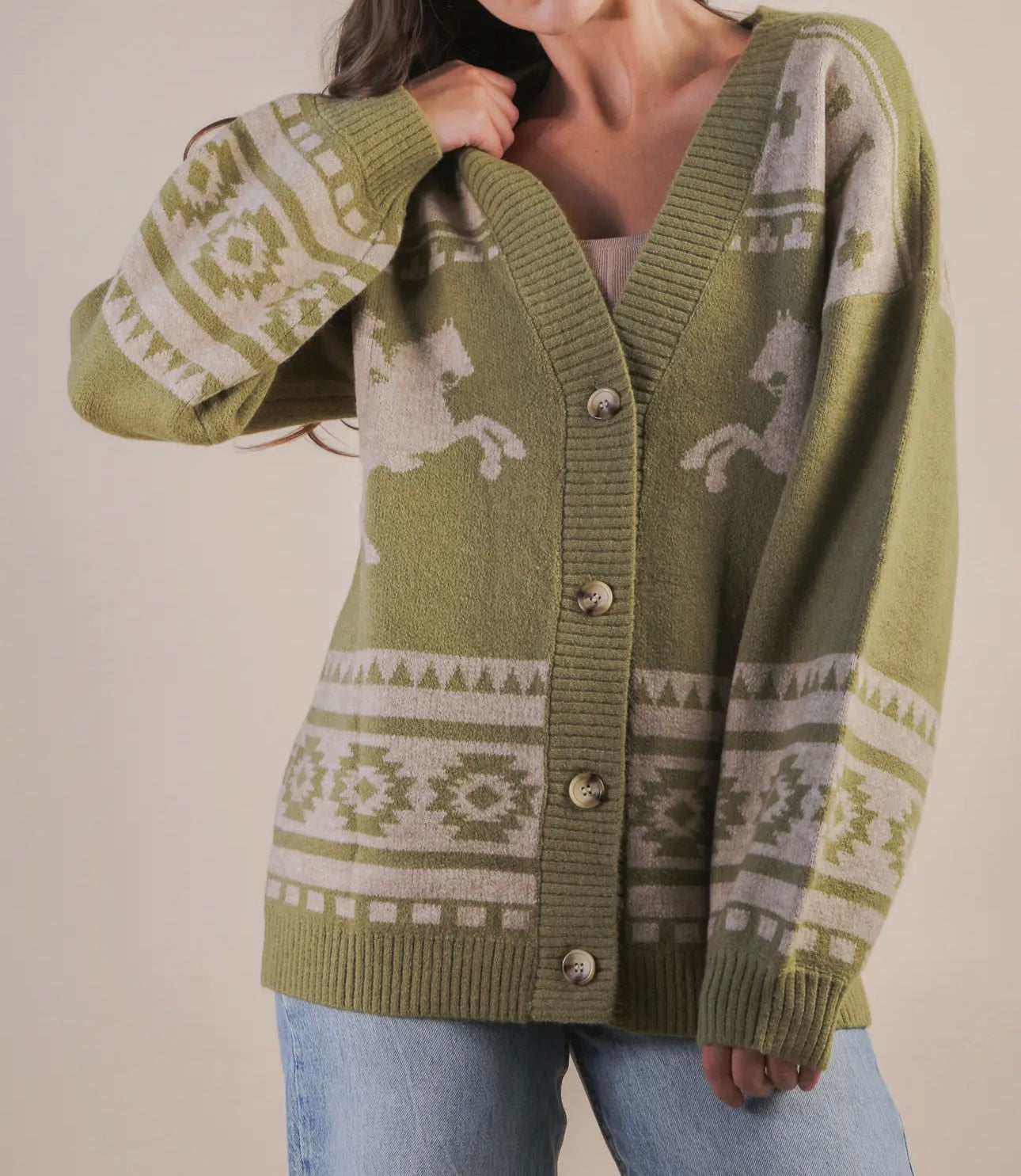 Green western cardigan