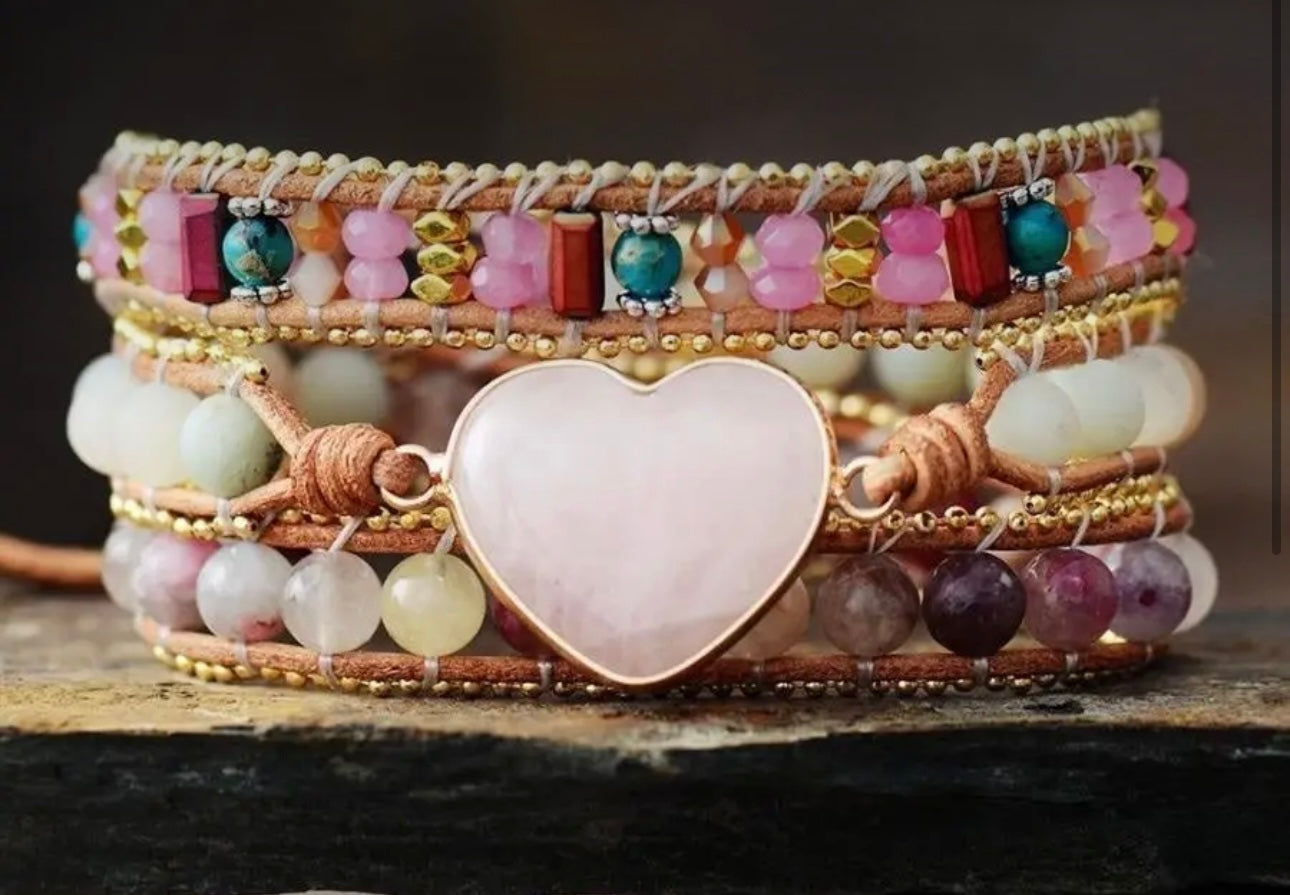Rose quartz heart wrap