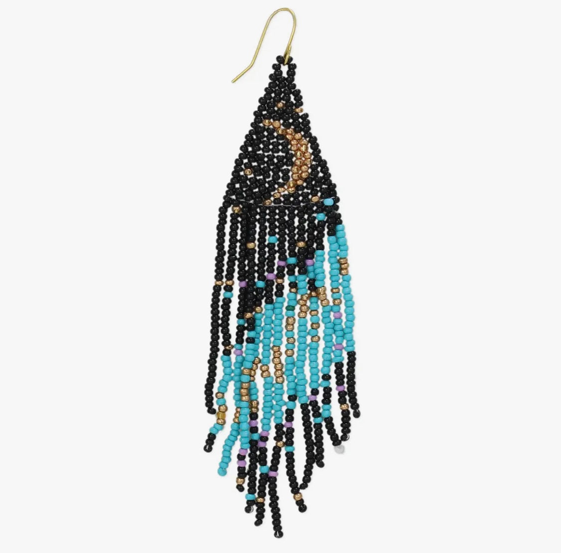 Mystic Moon Seed Bead Fringe Earrings
