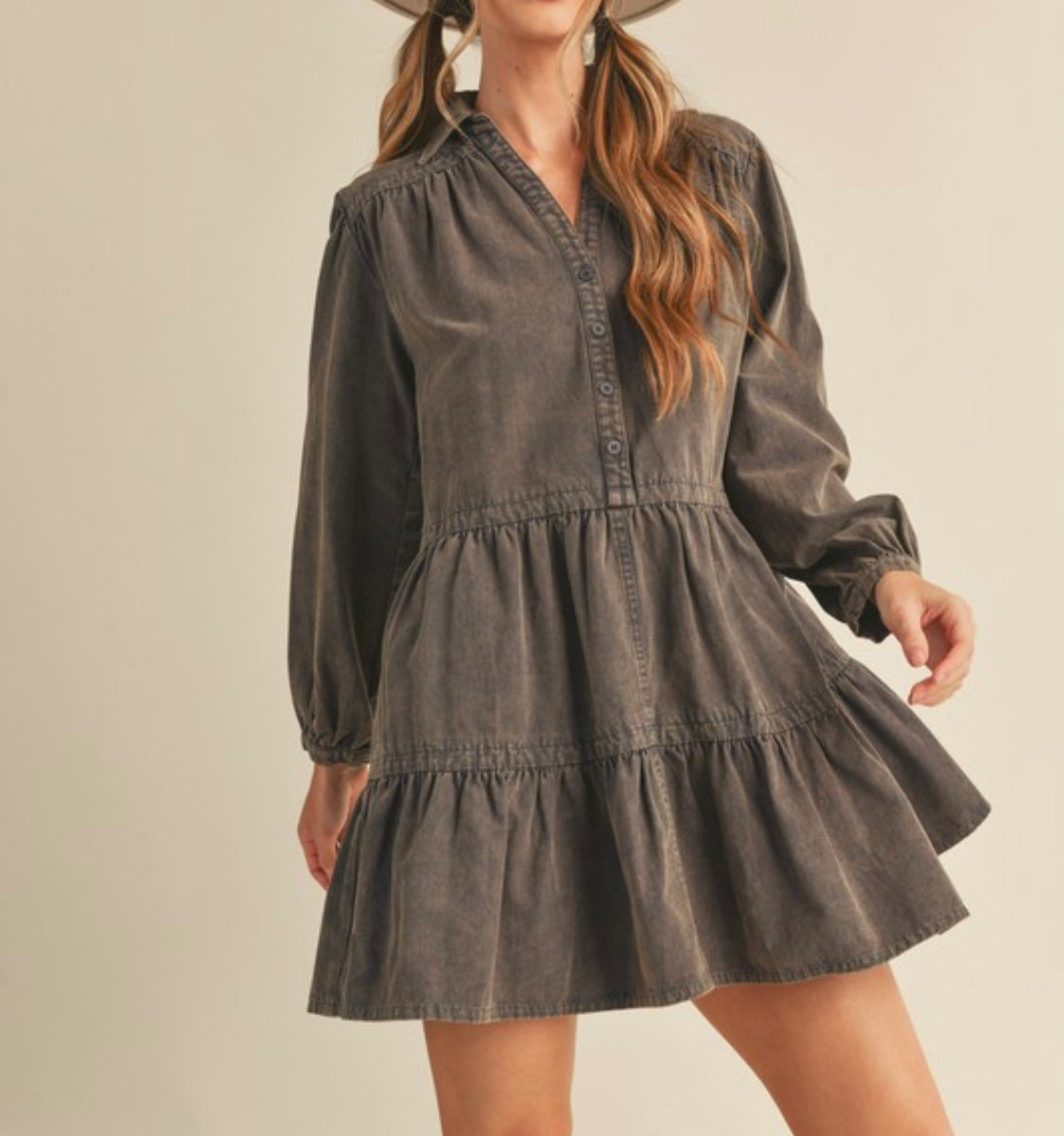 Grey denim mini dress