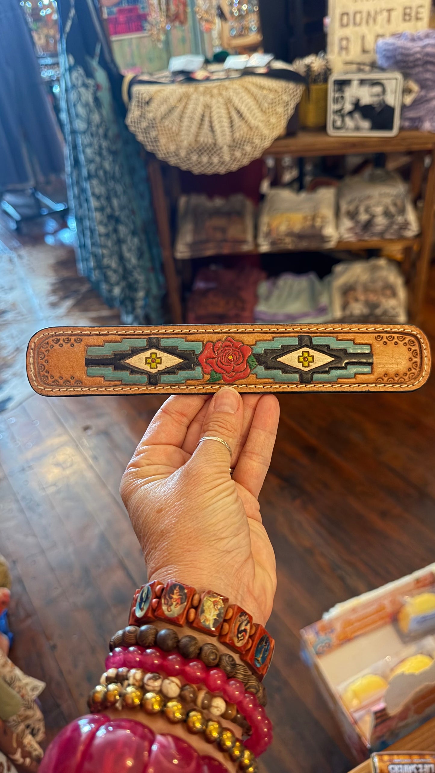 Tooled leather cuffs