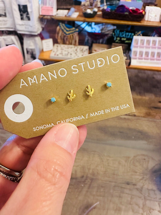 Cactus + Turq stud
