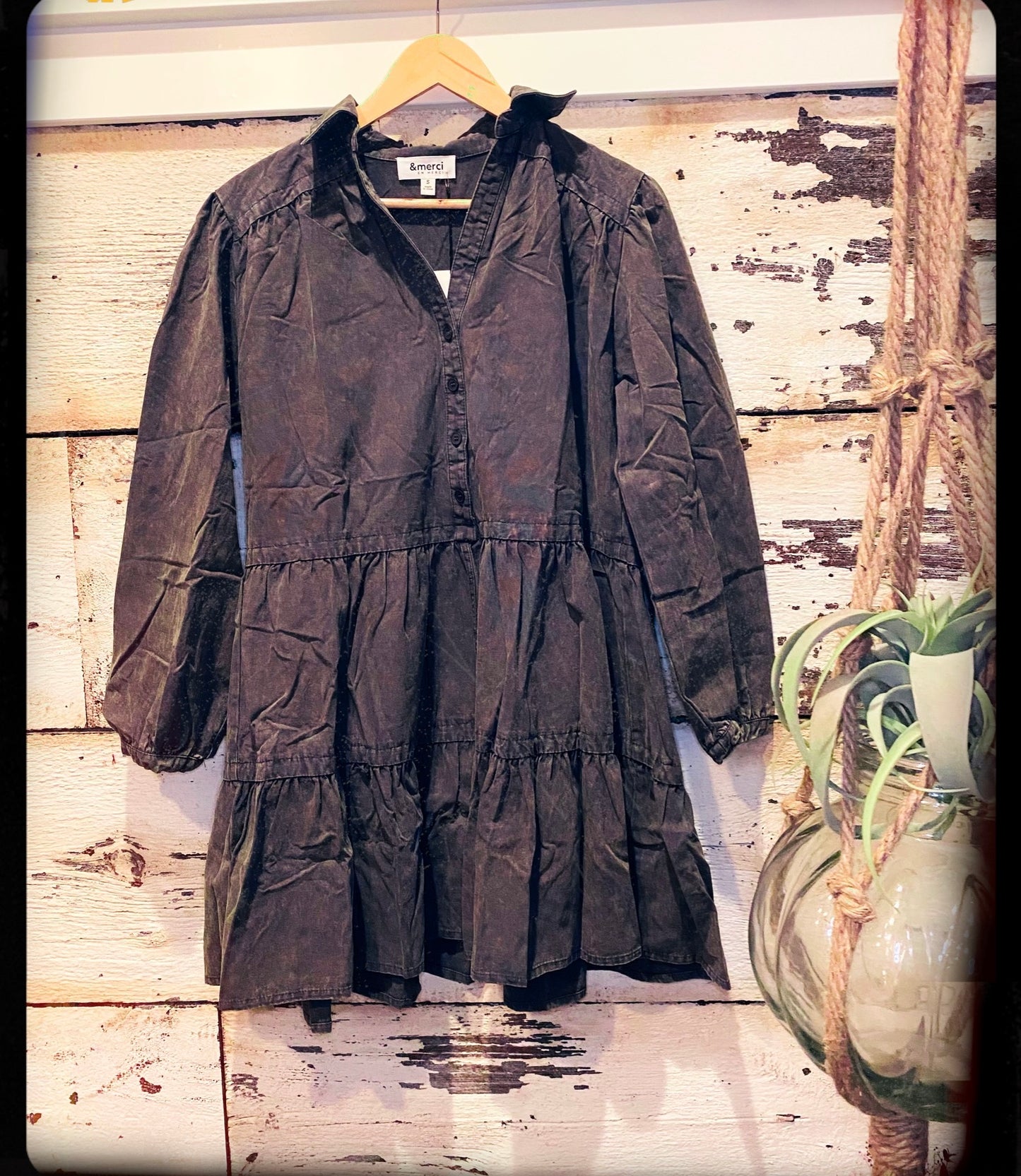 Grey denim mini dress
