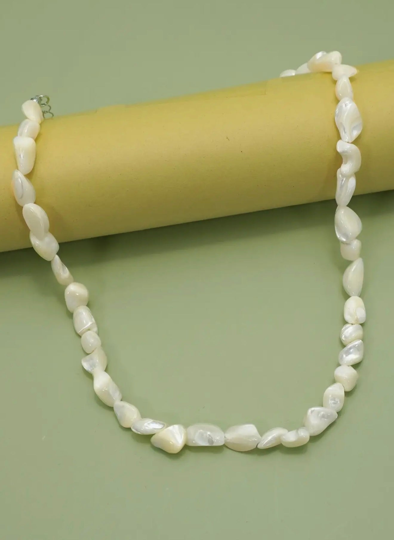 Iridescent shell necklace