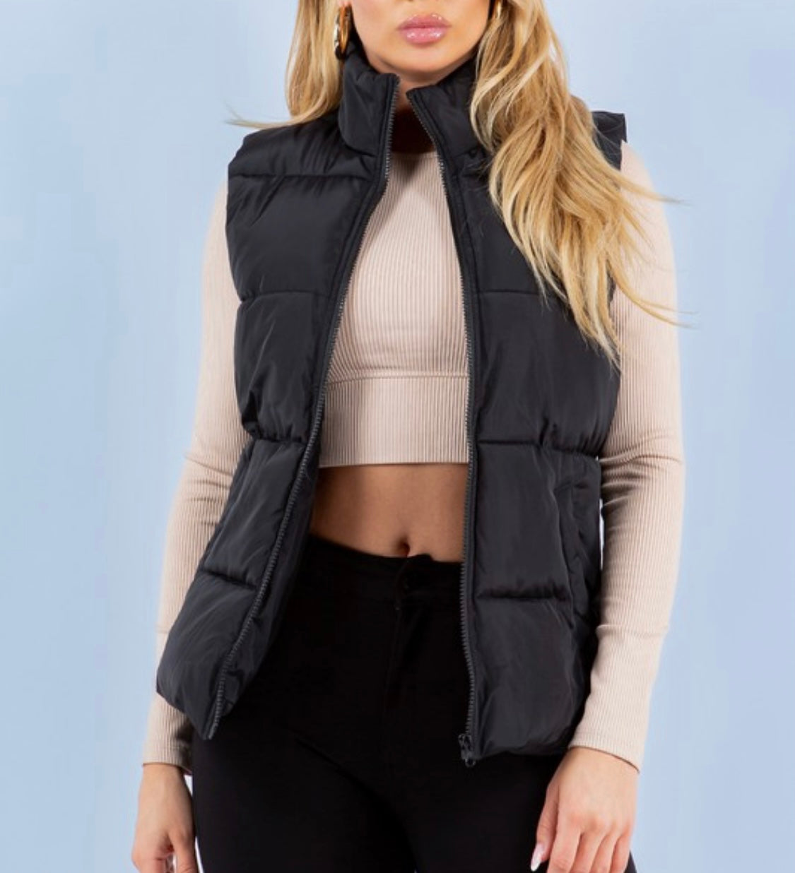 Black quilted vest
