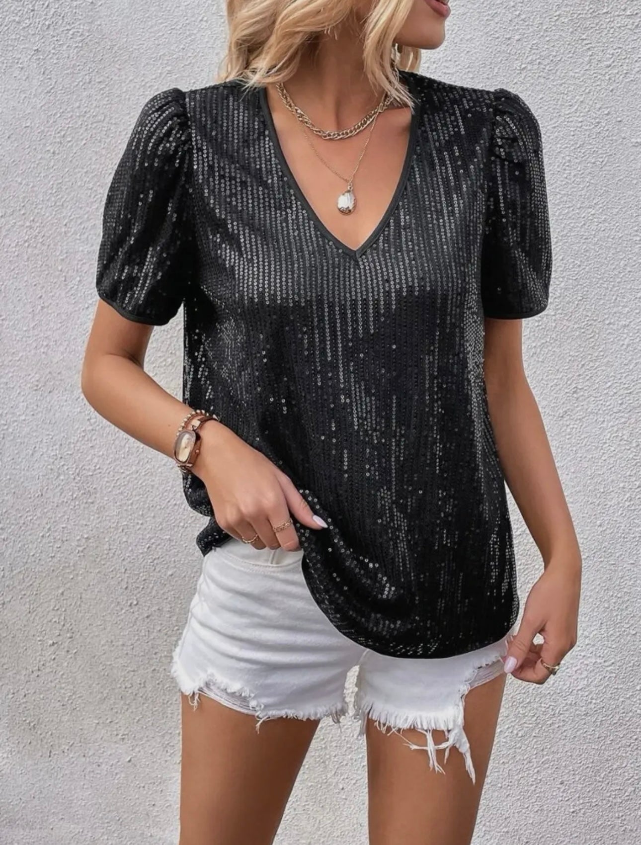 Black sequence top
