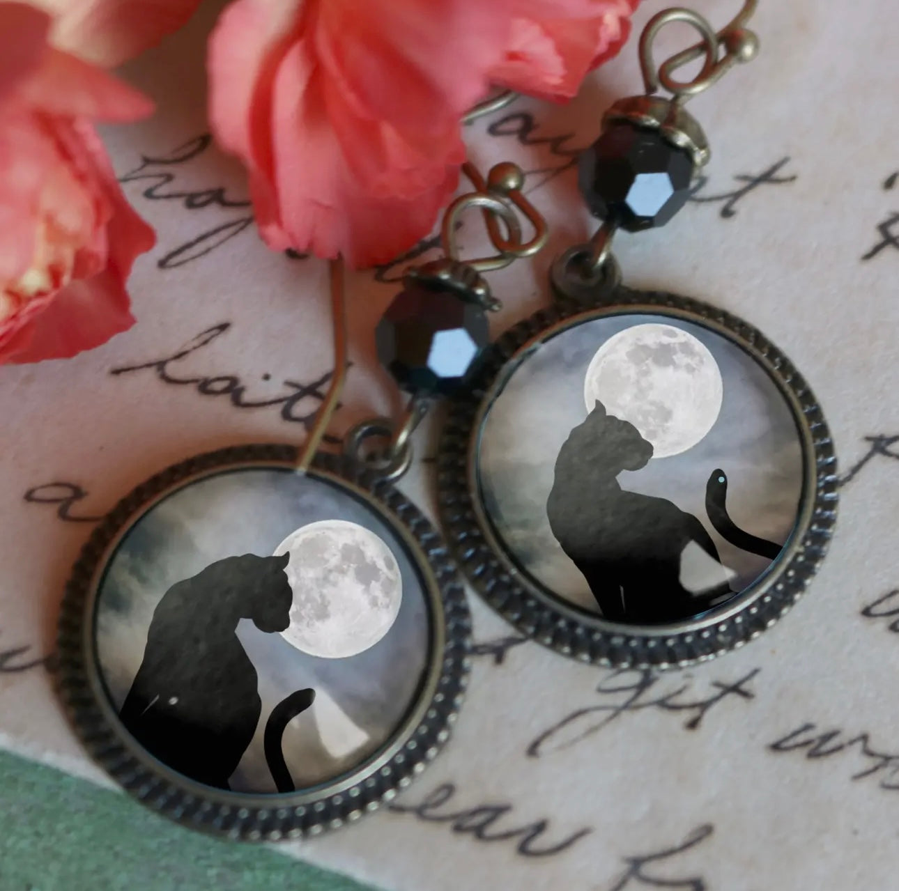 Black cat earrings
