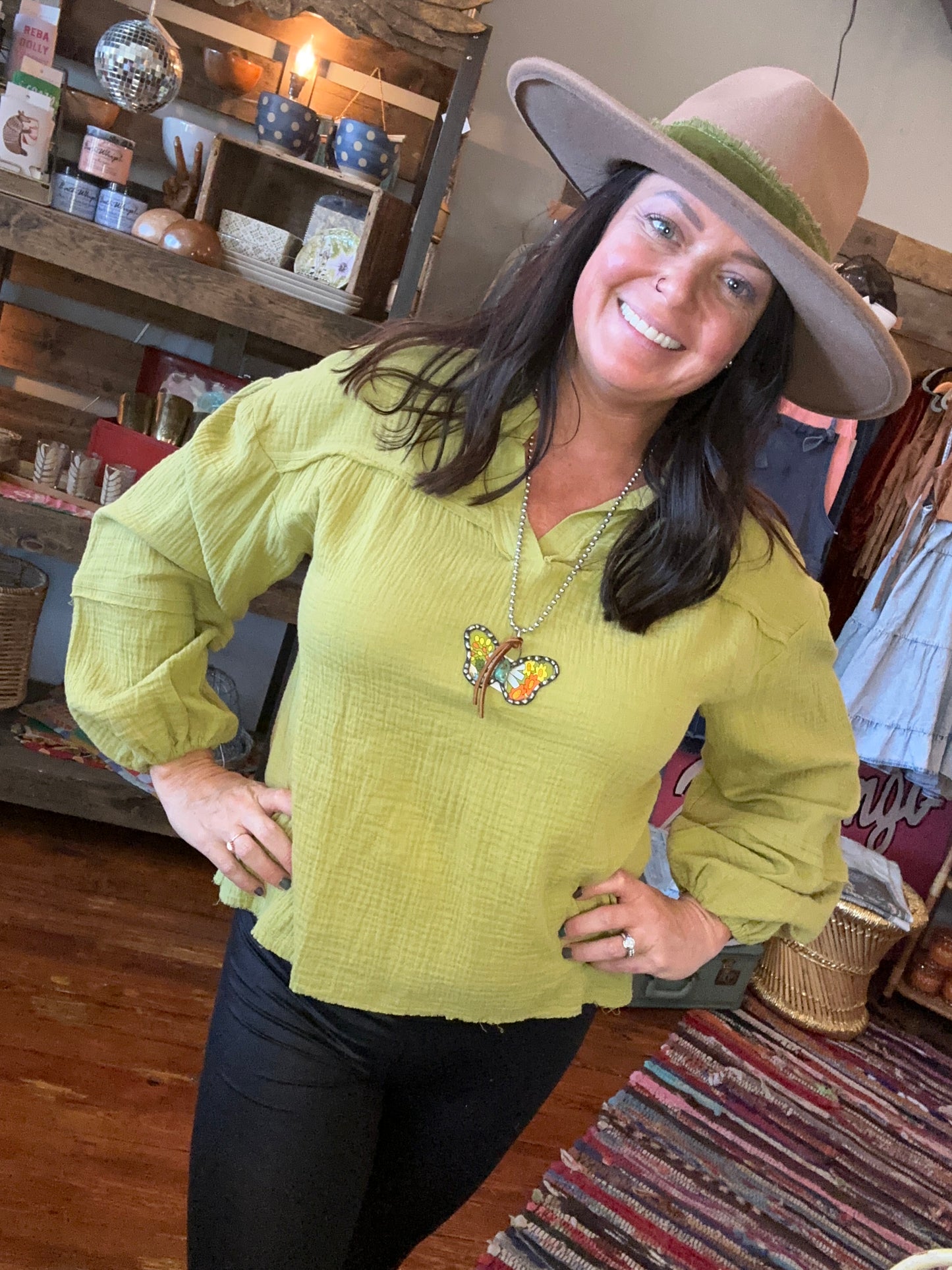 Olive Puffy Sleeves