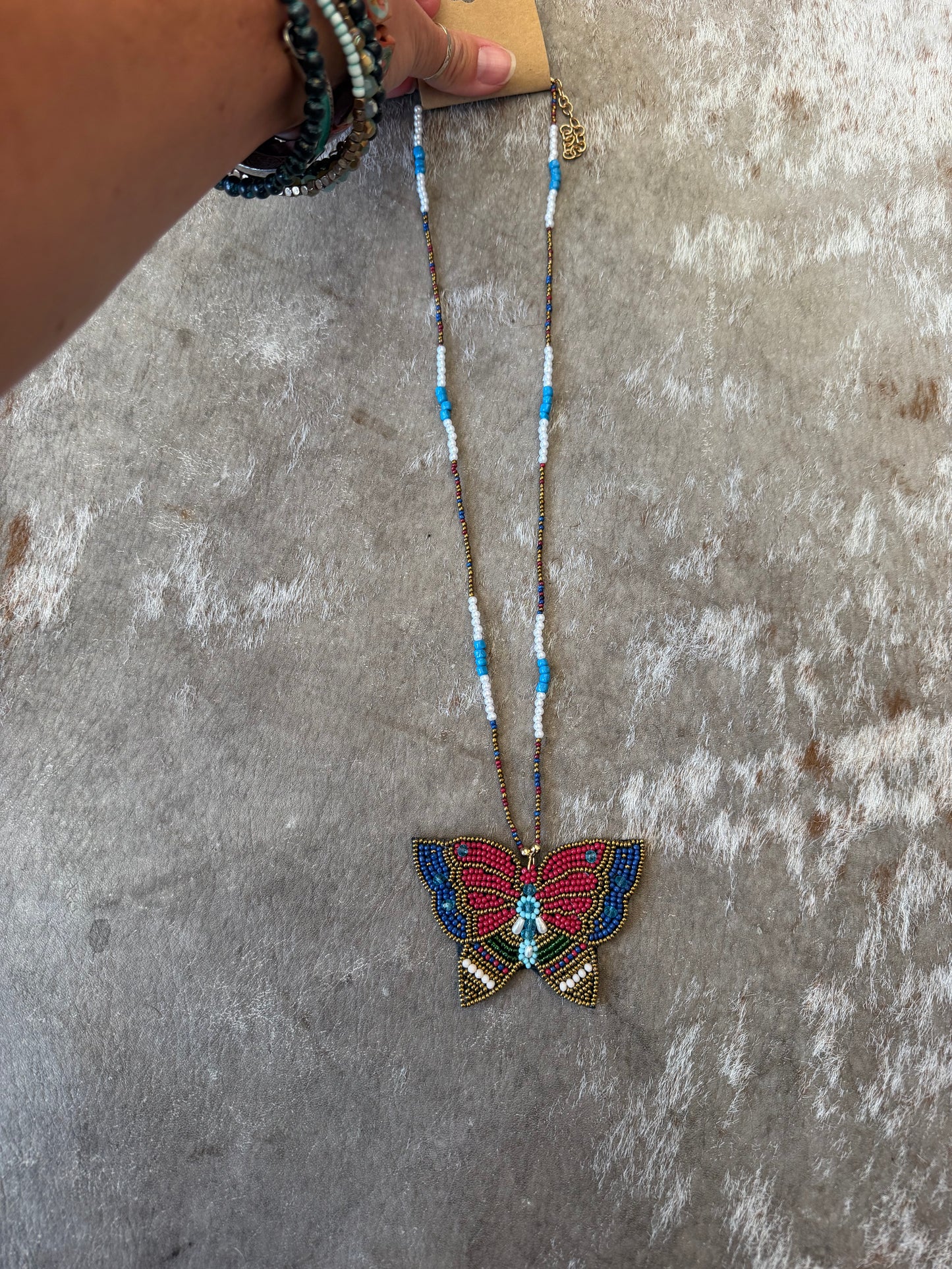 Beaded butterfly necklace