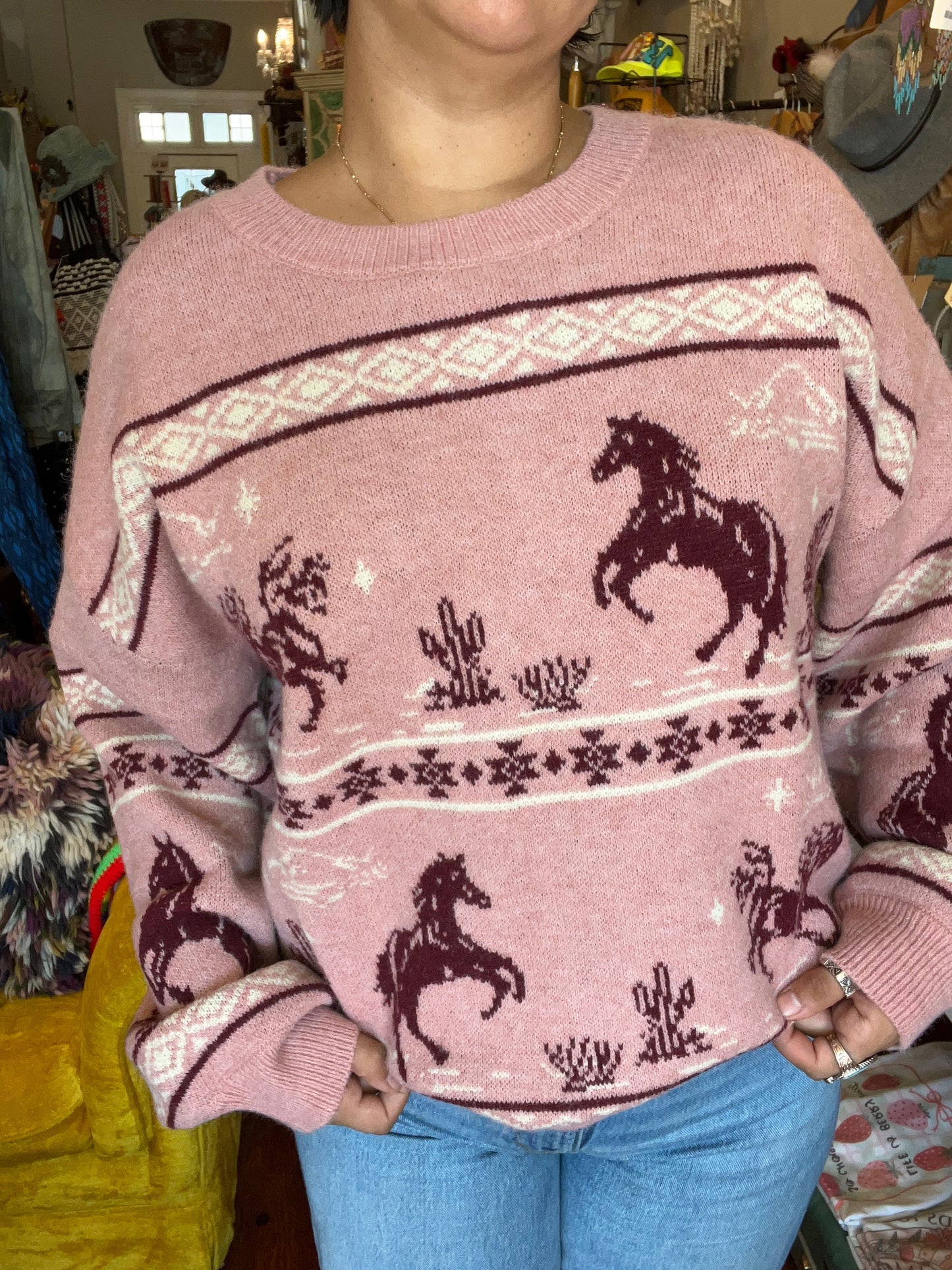 Pony up sweater