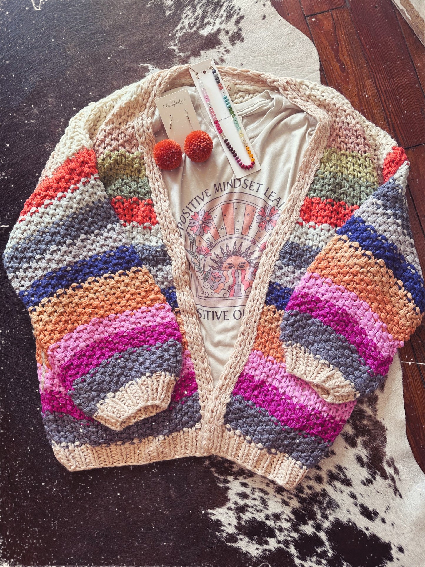 Hand crochet rainbow