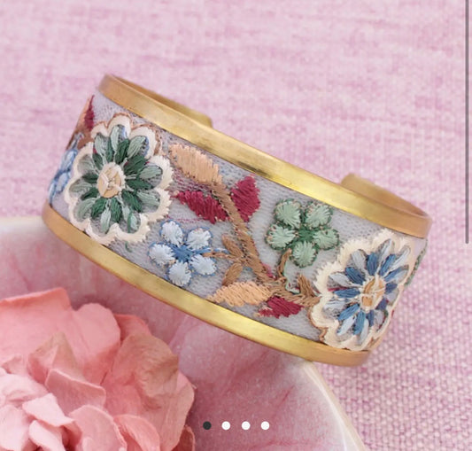 Pastel Flowers Embroidered Cuff