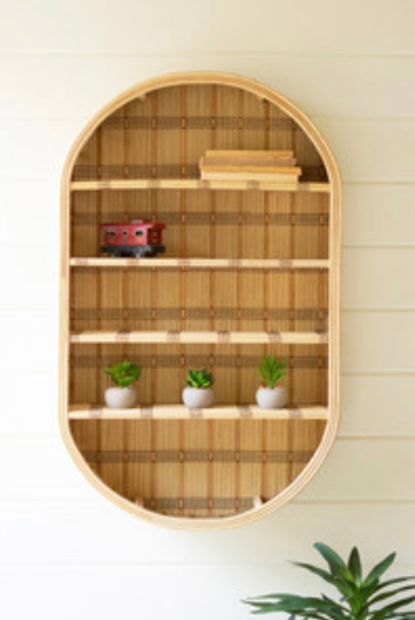 Oval rattan wall shelf (in store)