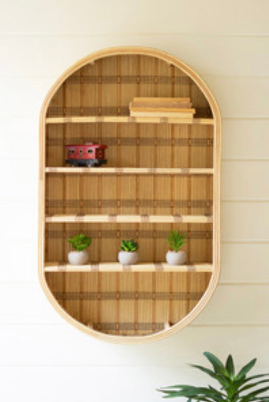 Oval rattan wall shelf