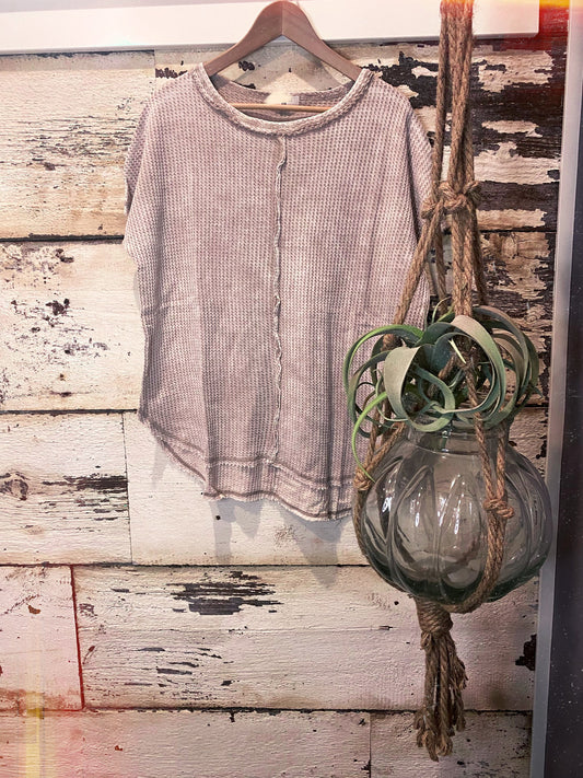 Beige Waffle Knit Top