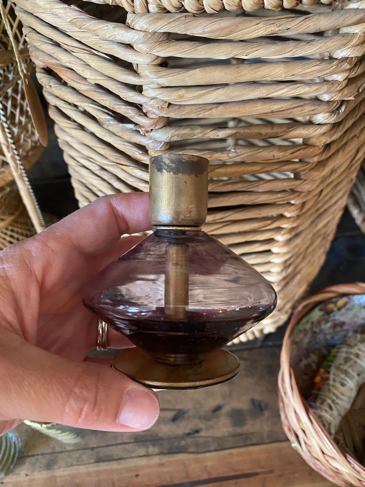 Blown glass candle holder
