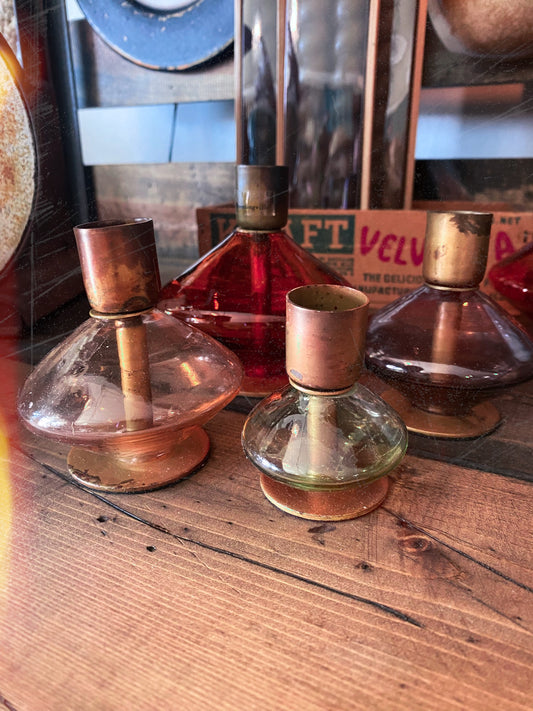 Blown glass candle holder