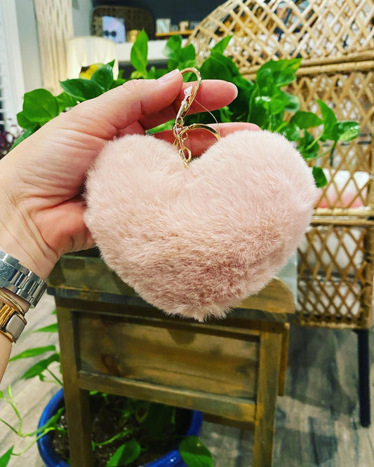 Fuzzy heart keychain