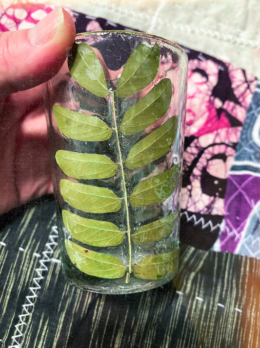 Pressed flower votive jar