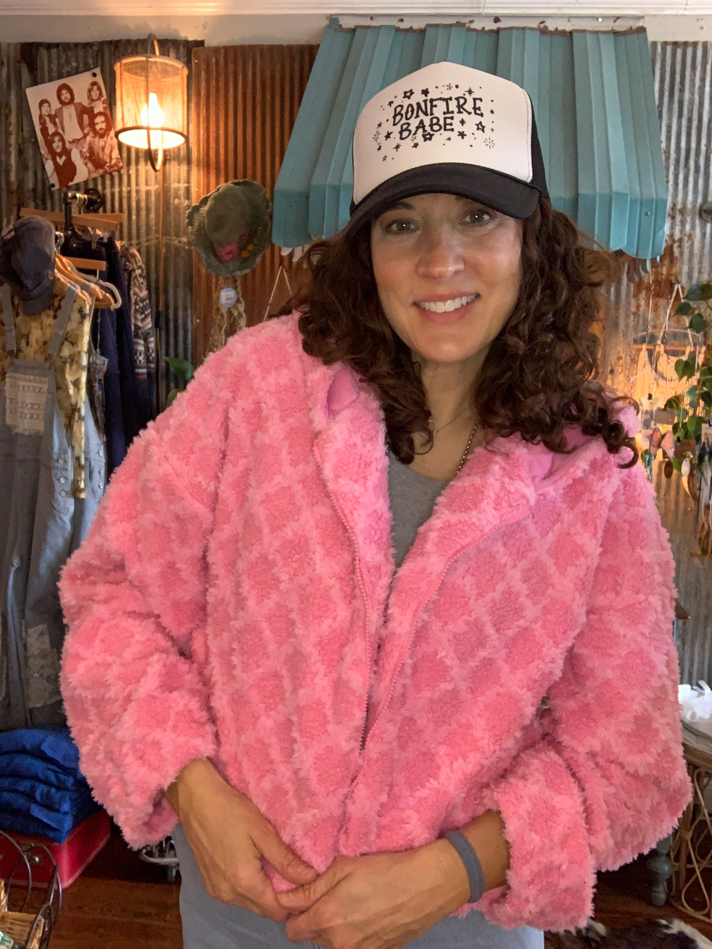 Oversized fuzz jacket (pink)