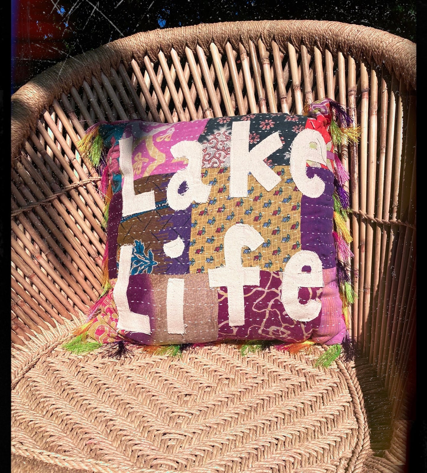 Lake Life Kantha Pillow