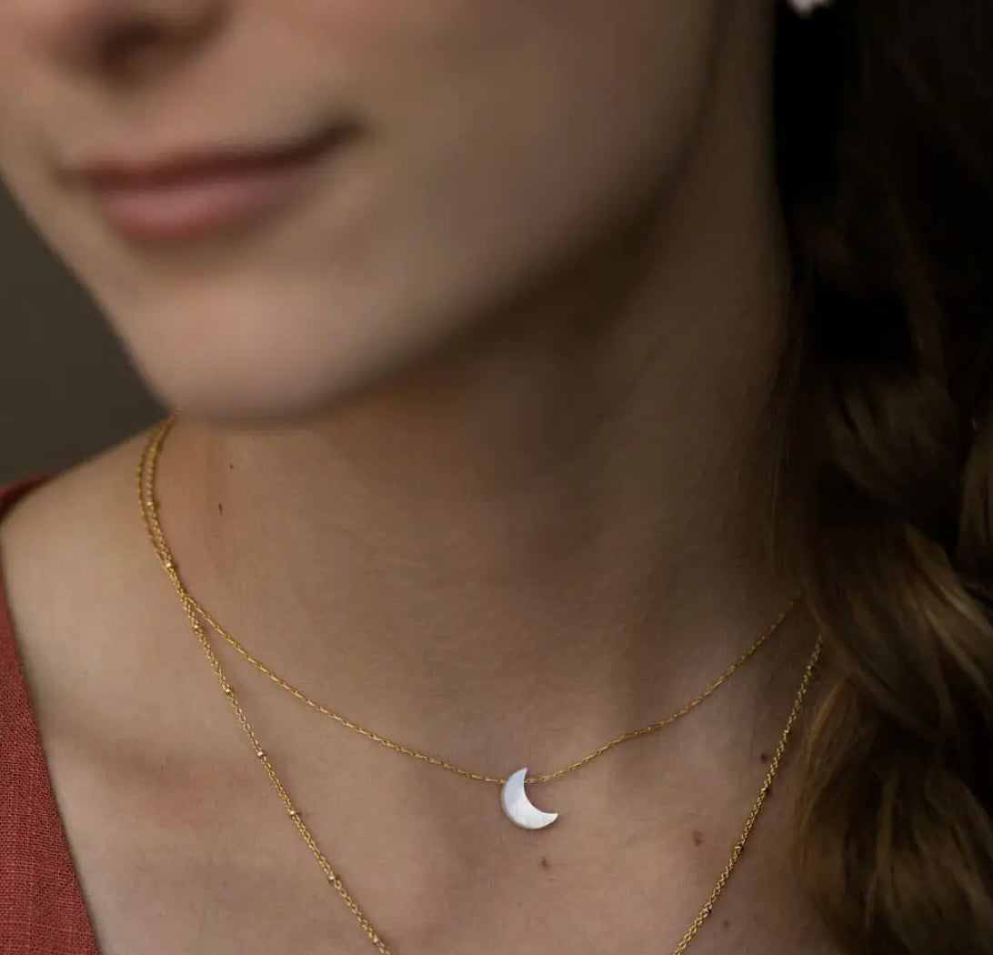 Mother of Pearl moon necklace