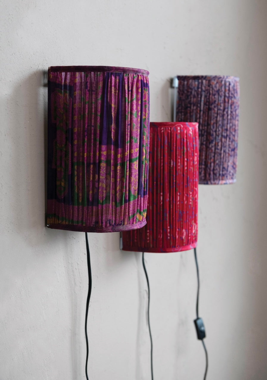 Sari fabric wall sconce