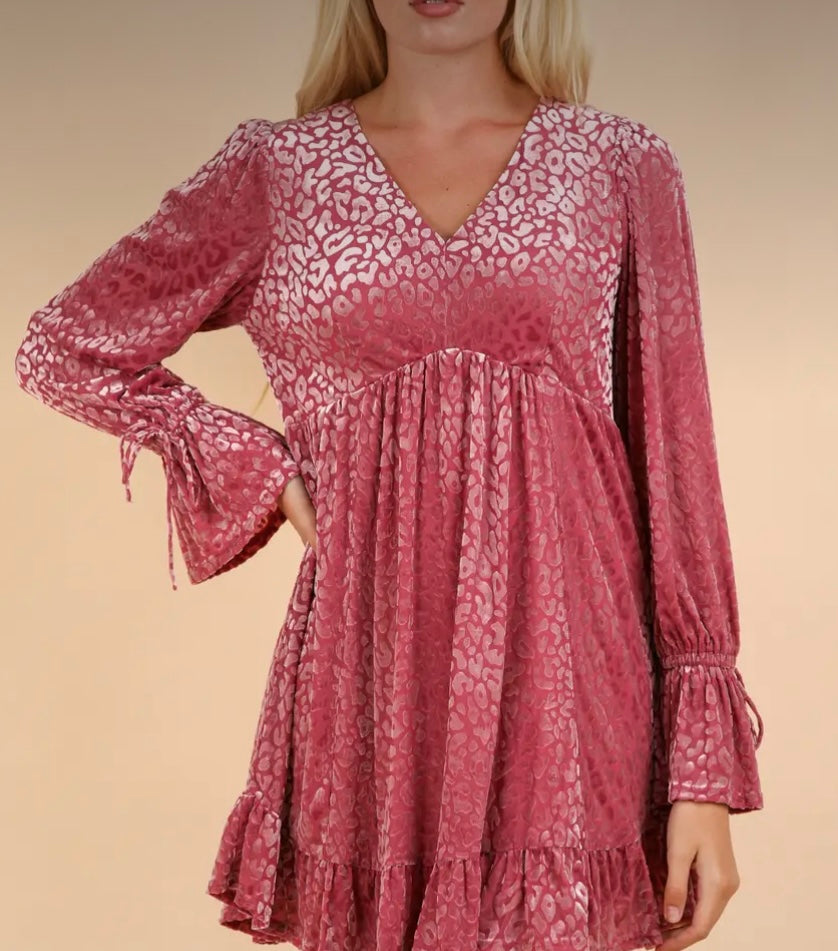 Holiday pink velvet dress