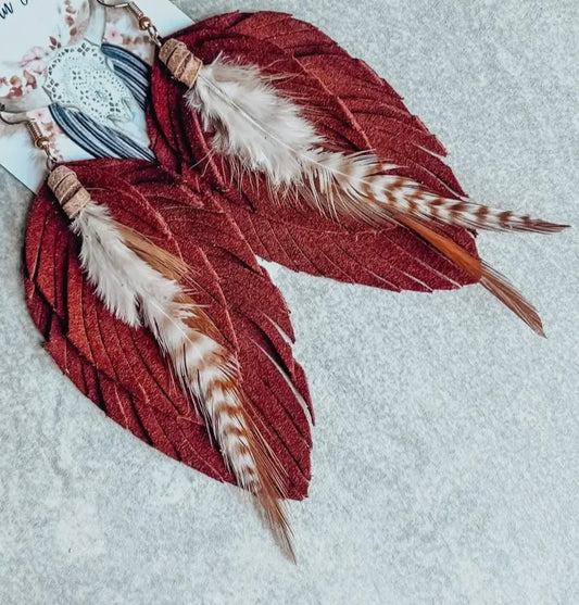 Rust suede feathers