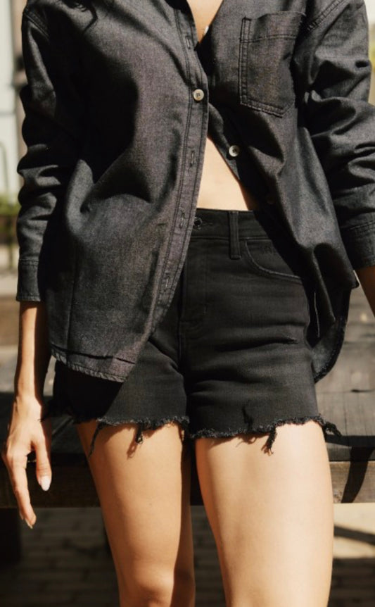 Black vervet cutoffs