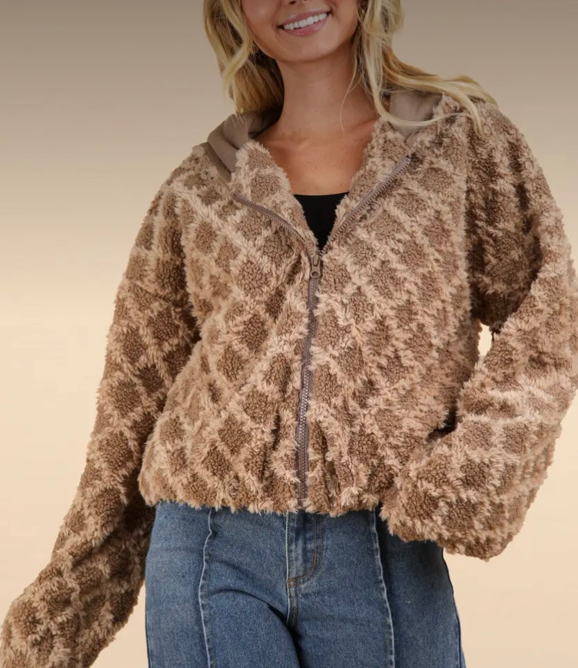 Oversized fuzz jacket (tan)