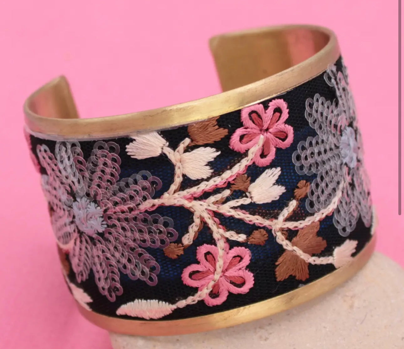 Black & Pink Embroidered cuff