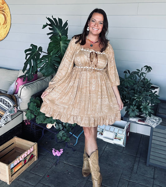 Camel pep dress
