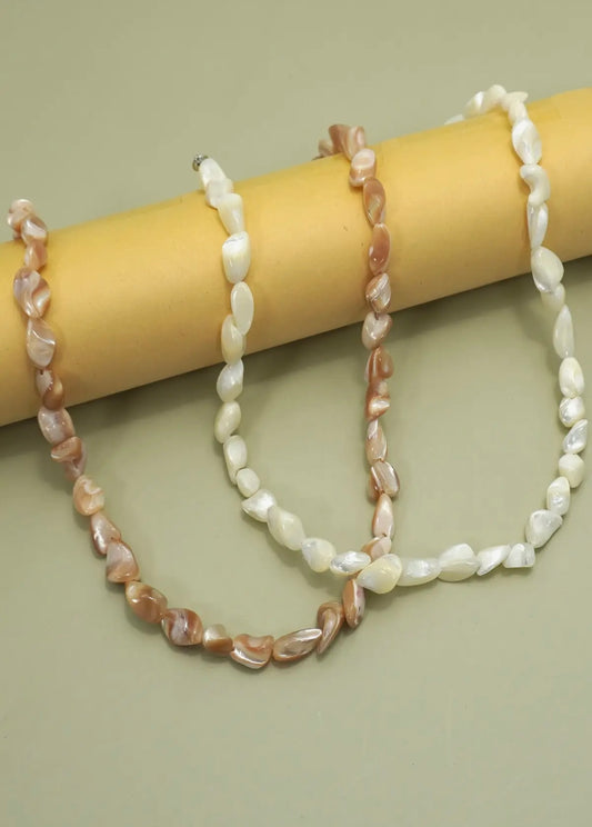 Iridescent shell necklace