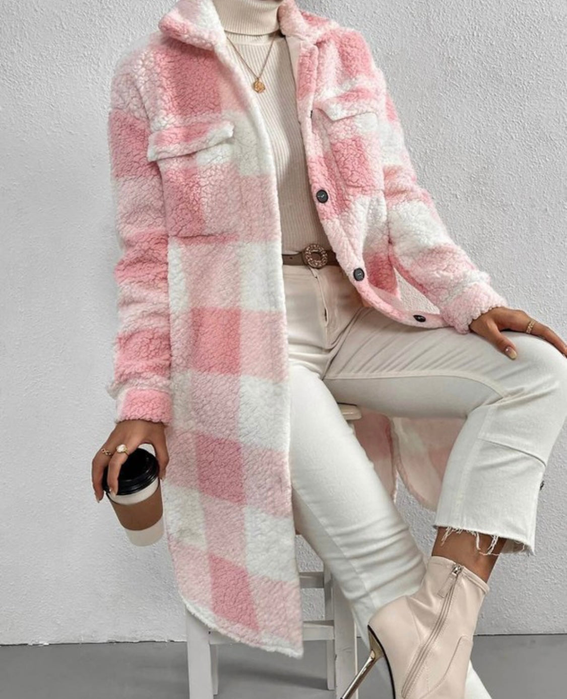 Pink Sherpa Coat