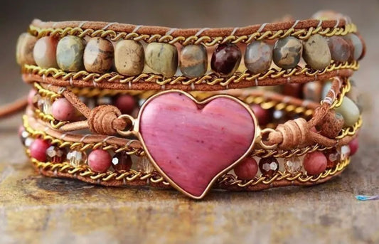 Pink Jasper Heart Wrap