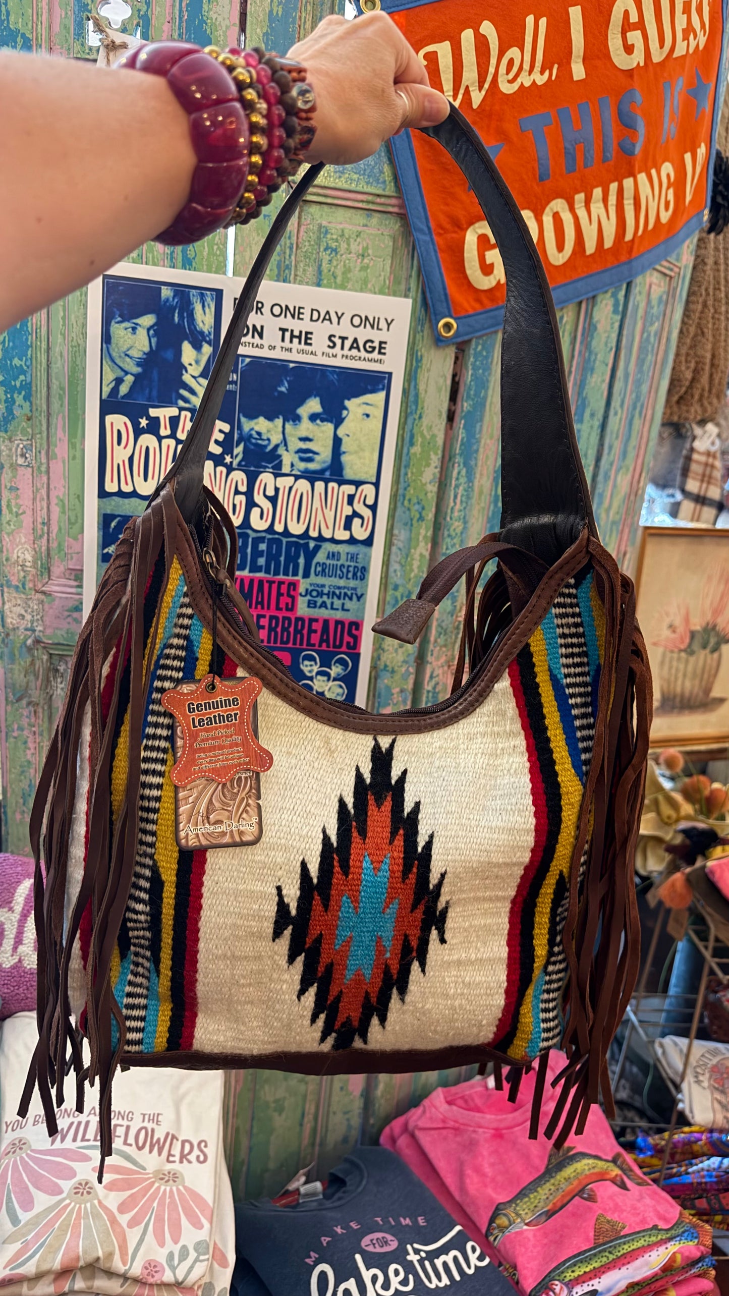 Hand woven leather bag (white)