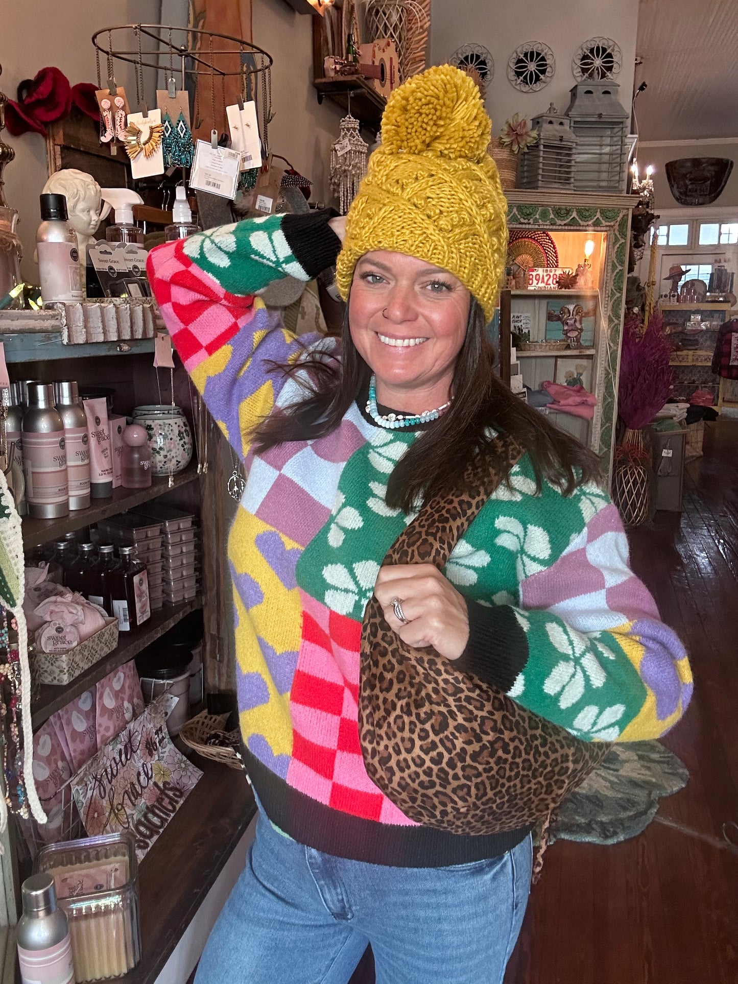 Multi pattern sweater