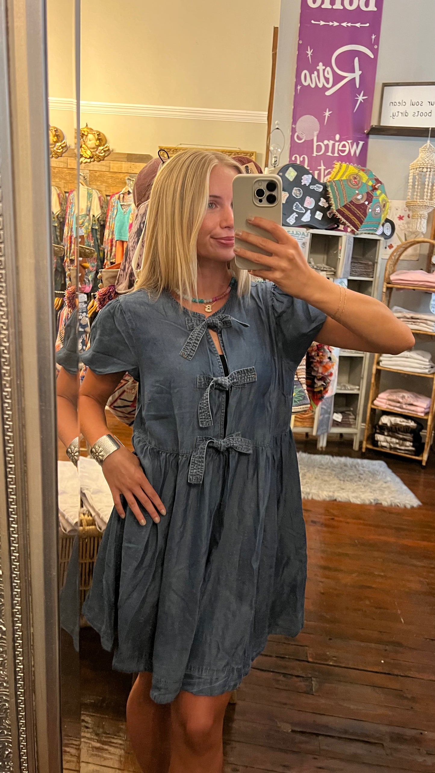 Chambray tie dress