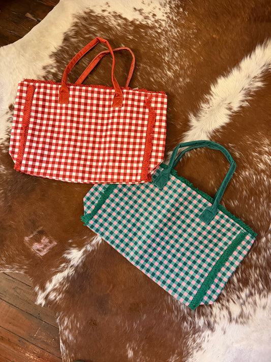 Gingham Beach Bag