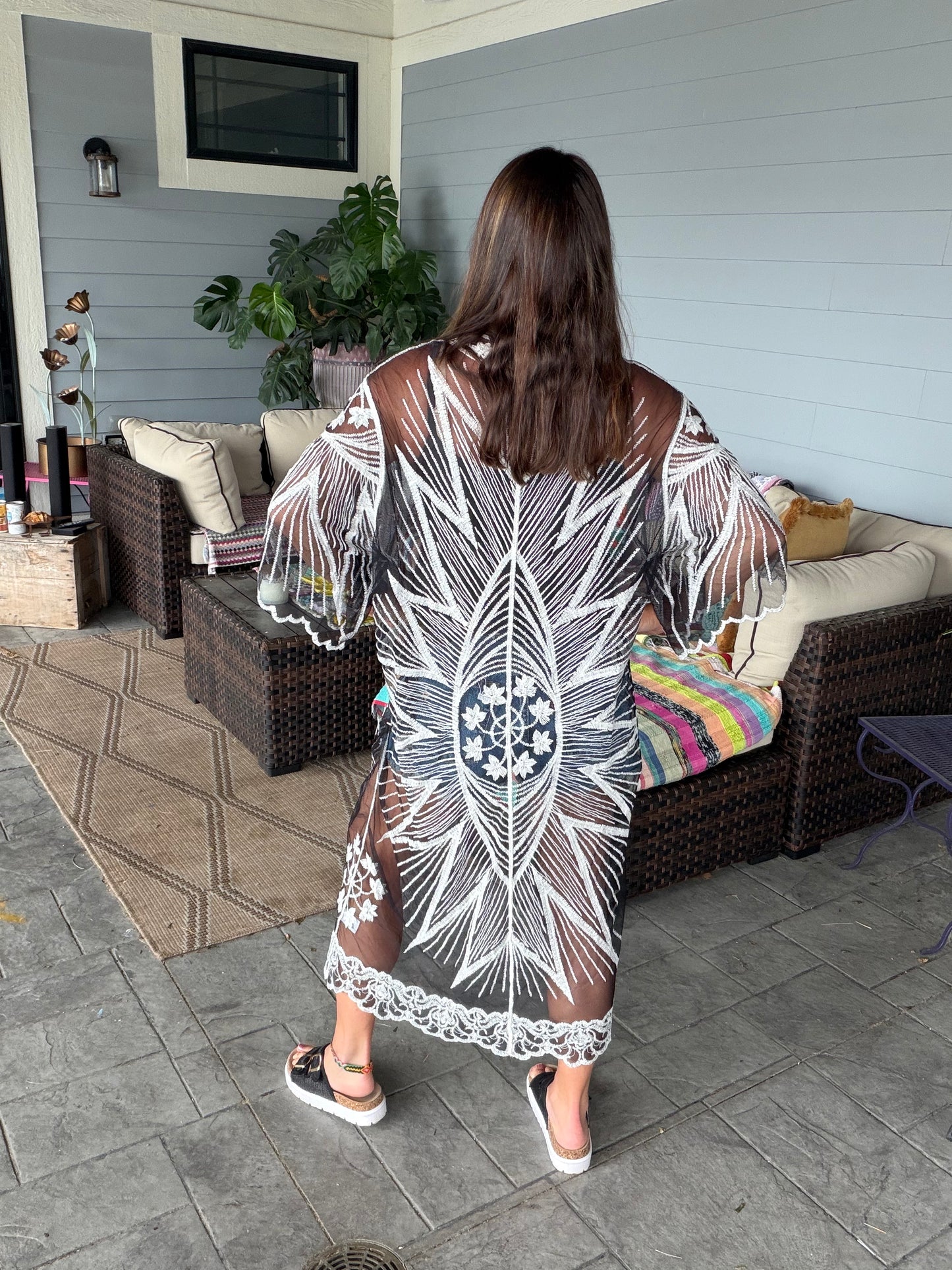 Floral sheer kimono