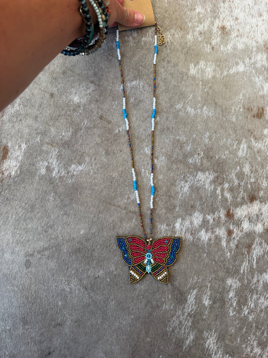 Beaded butterfly necklace