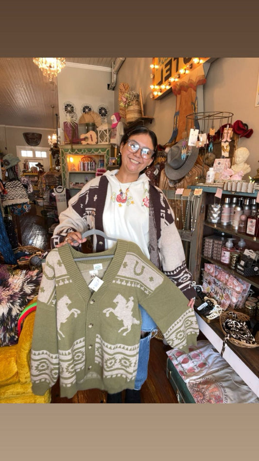 Green western cardigan