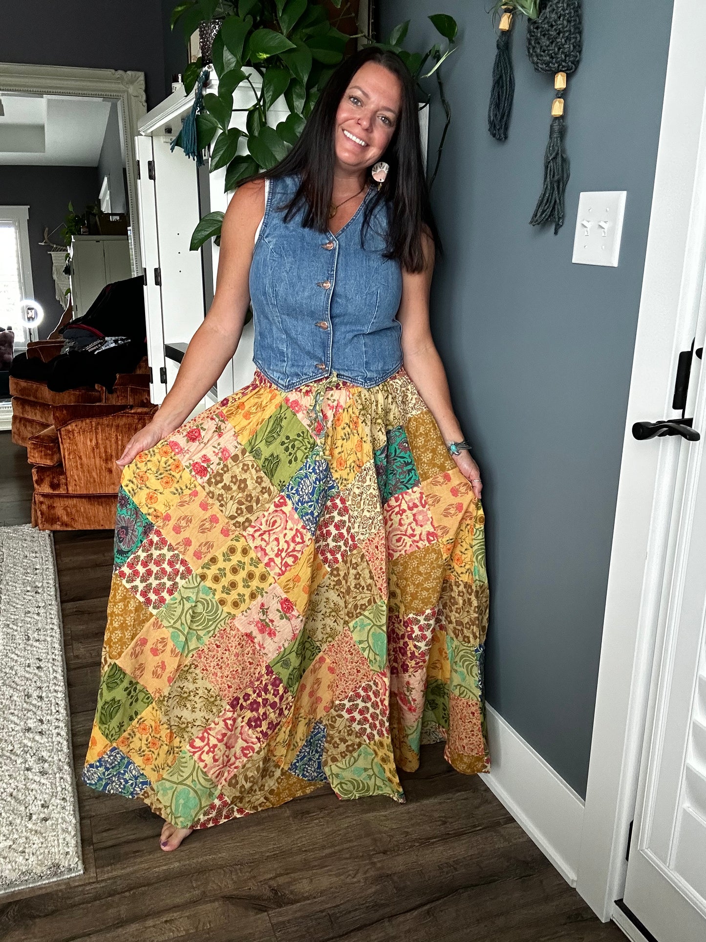 Long Patchwork Skirt