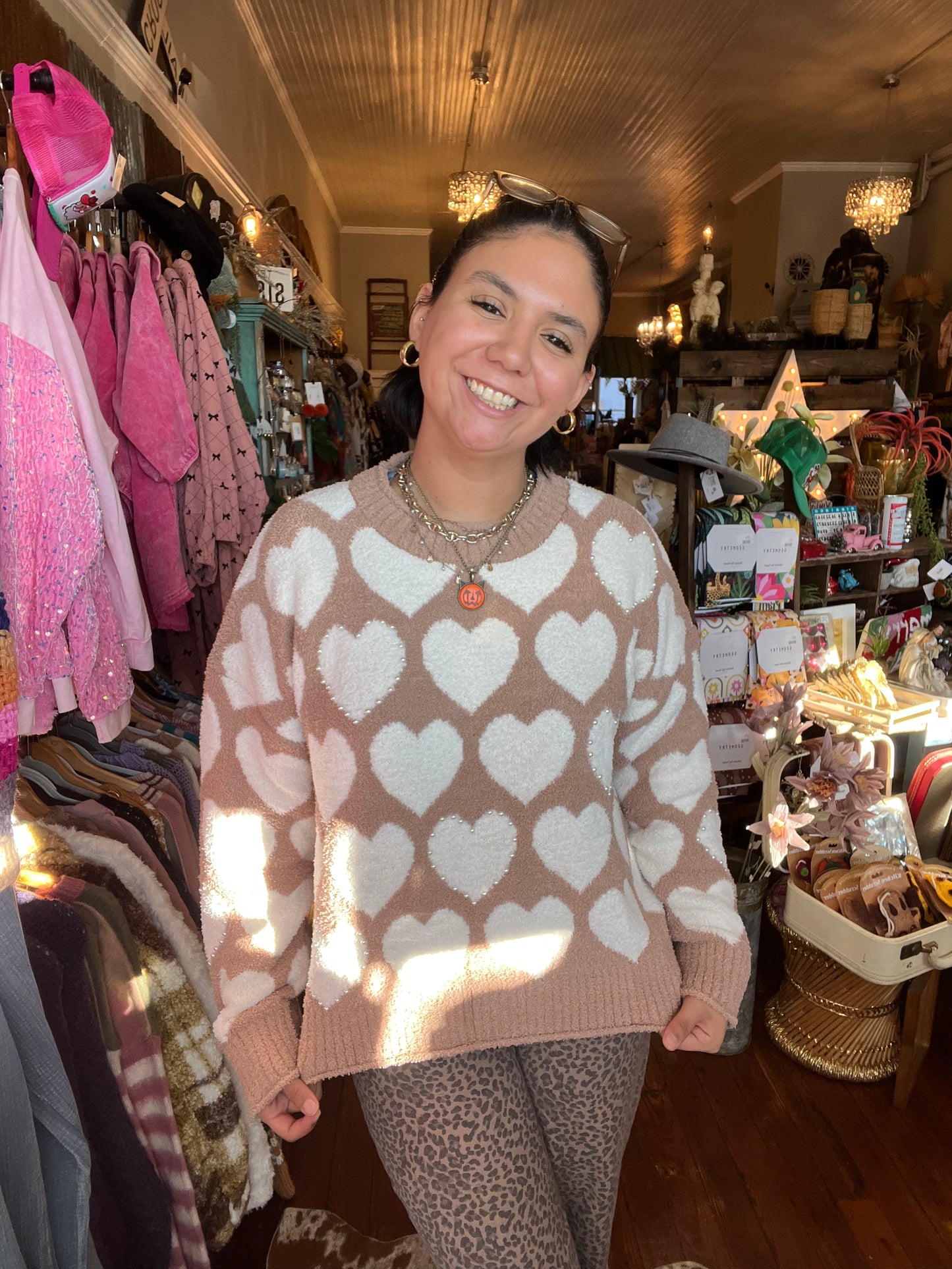 Love me Sweater (pink, taupe)