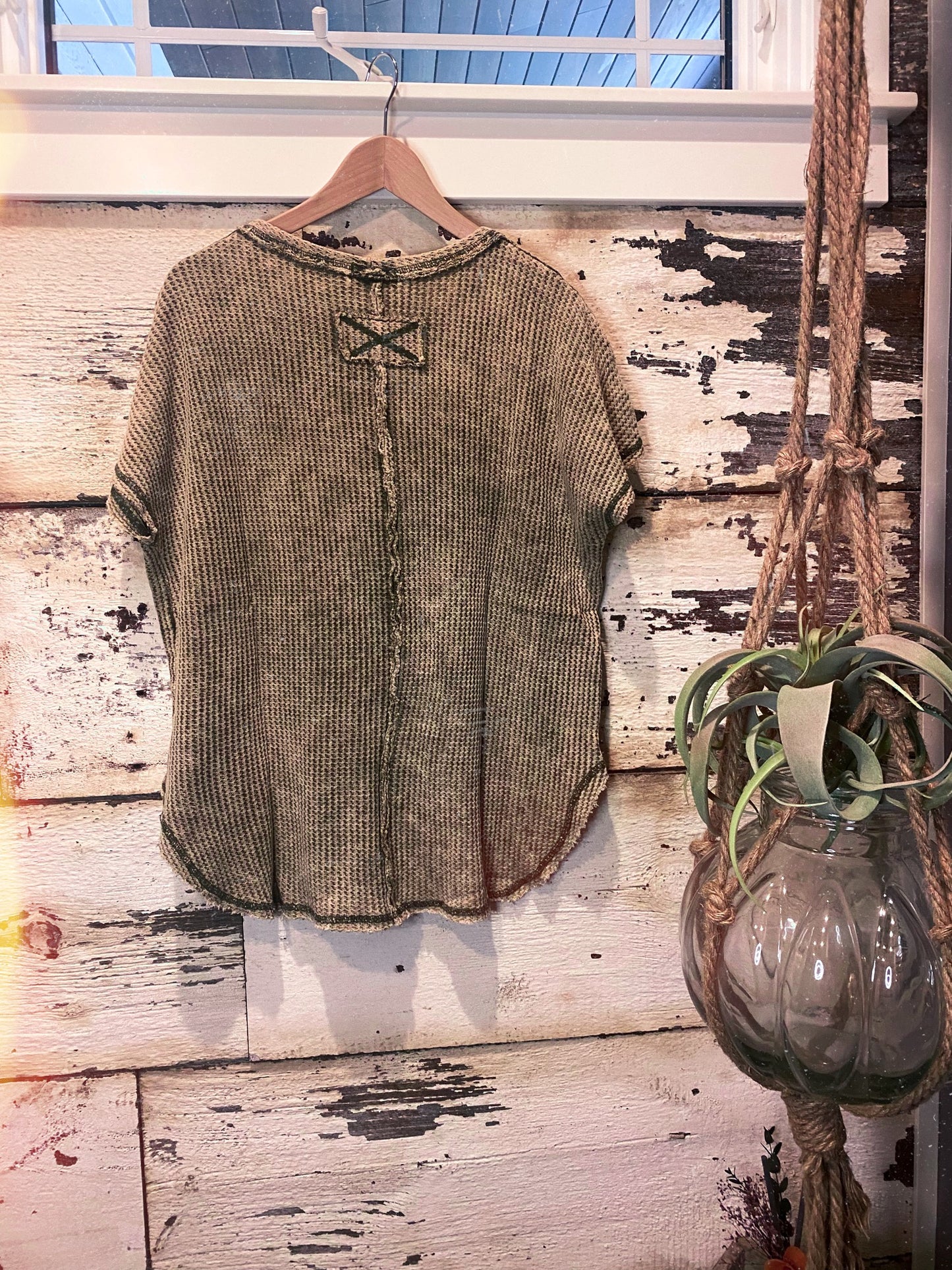 Waffle knit top (olive)