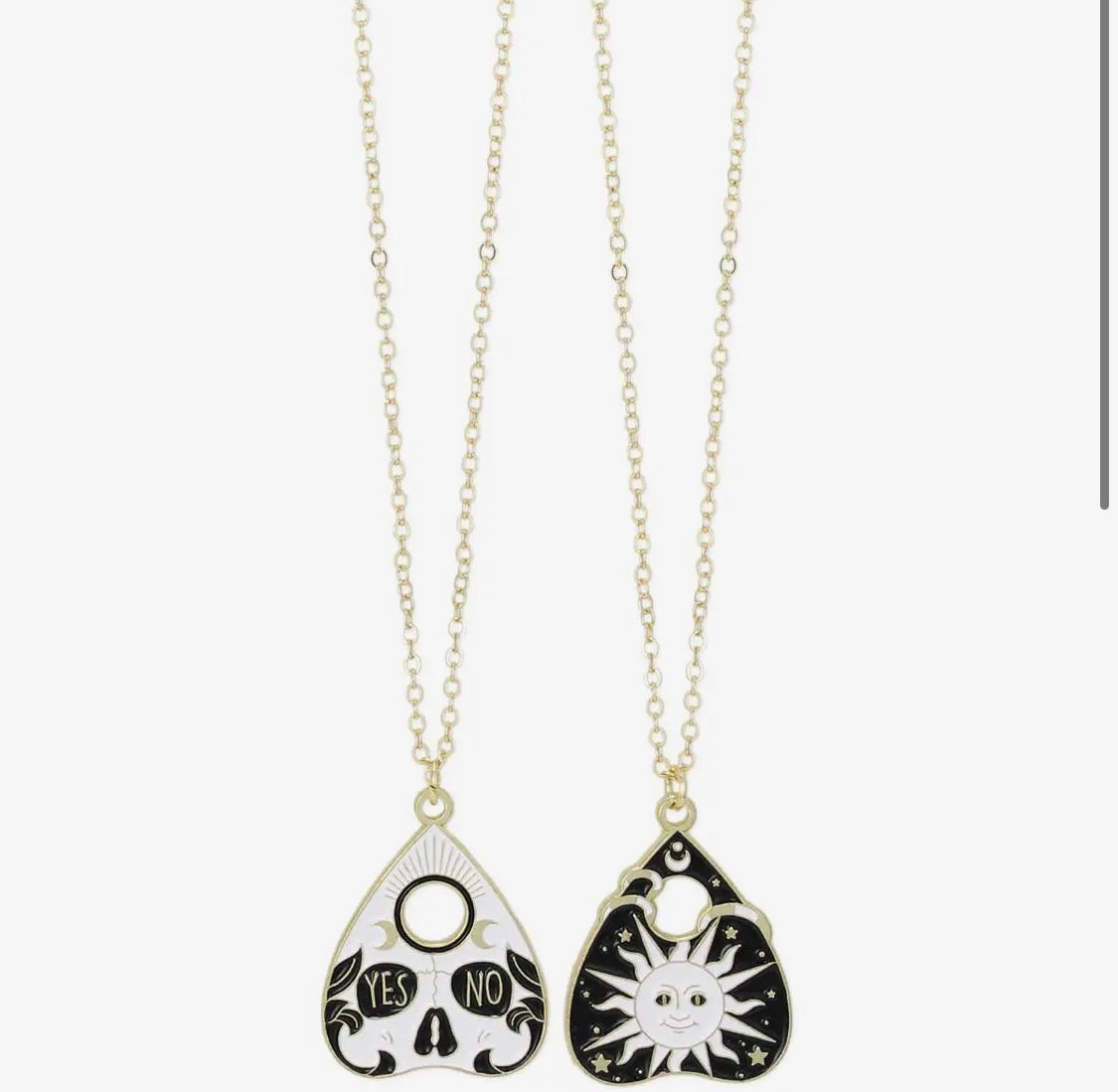 Tell My Fortune Black White Planchet Necklace