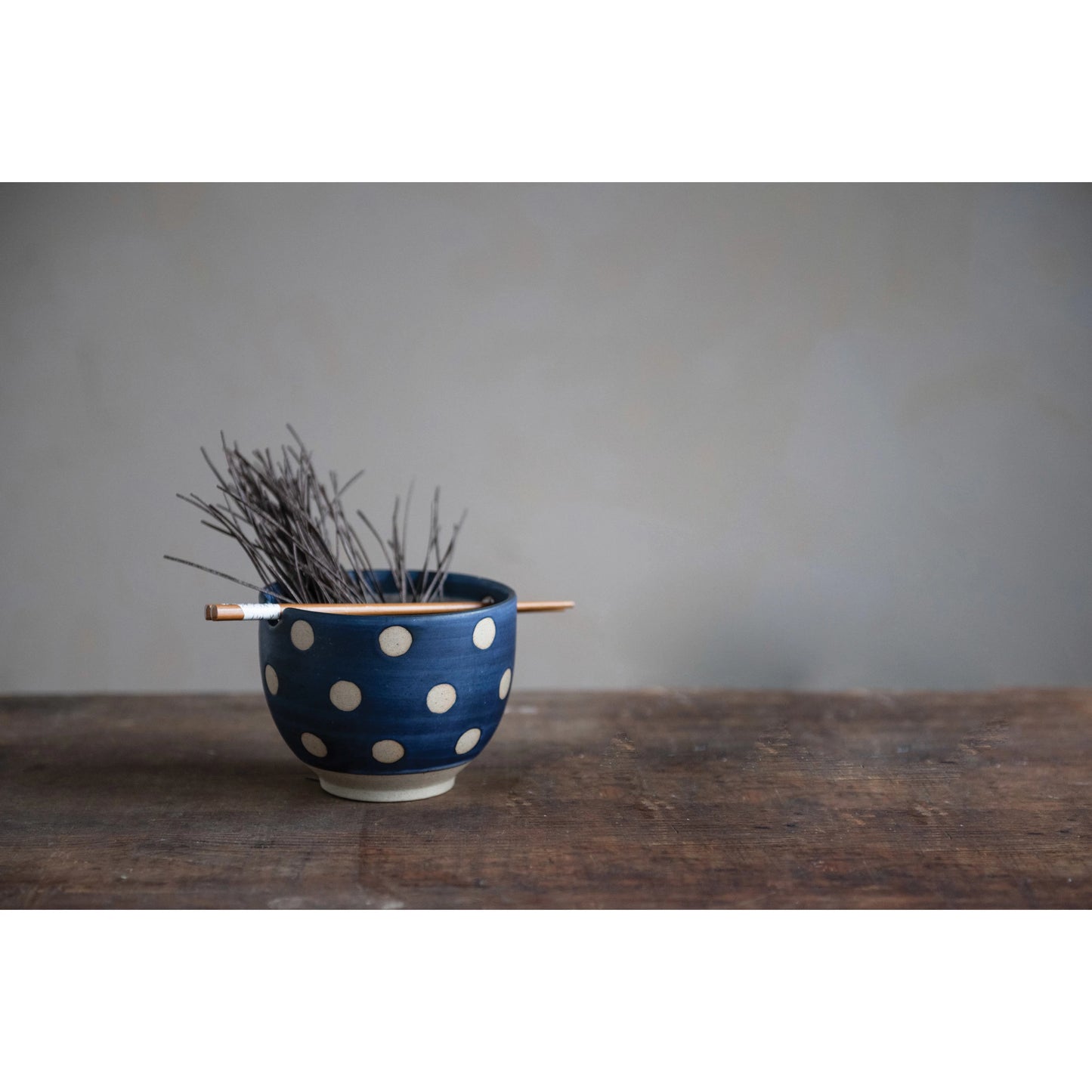 Stoneware bowl w/ chopsticks